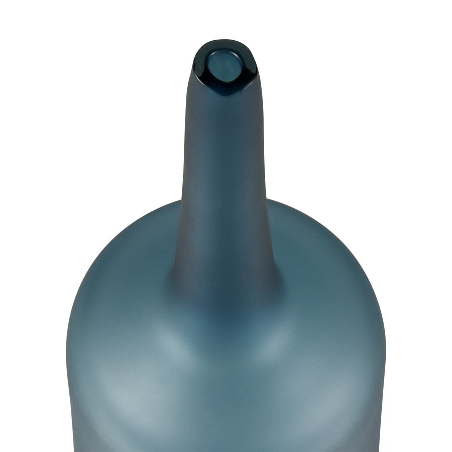 Atlas Lighting Moffat Bottle | Frosted Blue Art Glass Decorative Vase | Bookshelf & Tabletop Accent | 17.75in H | Model AC11483-02