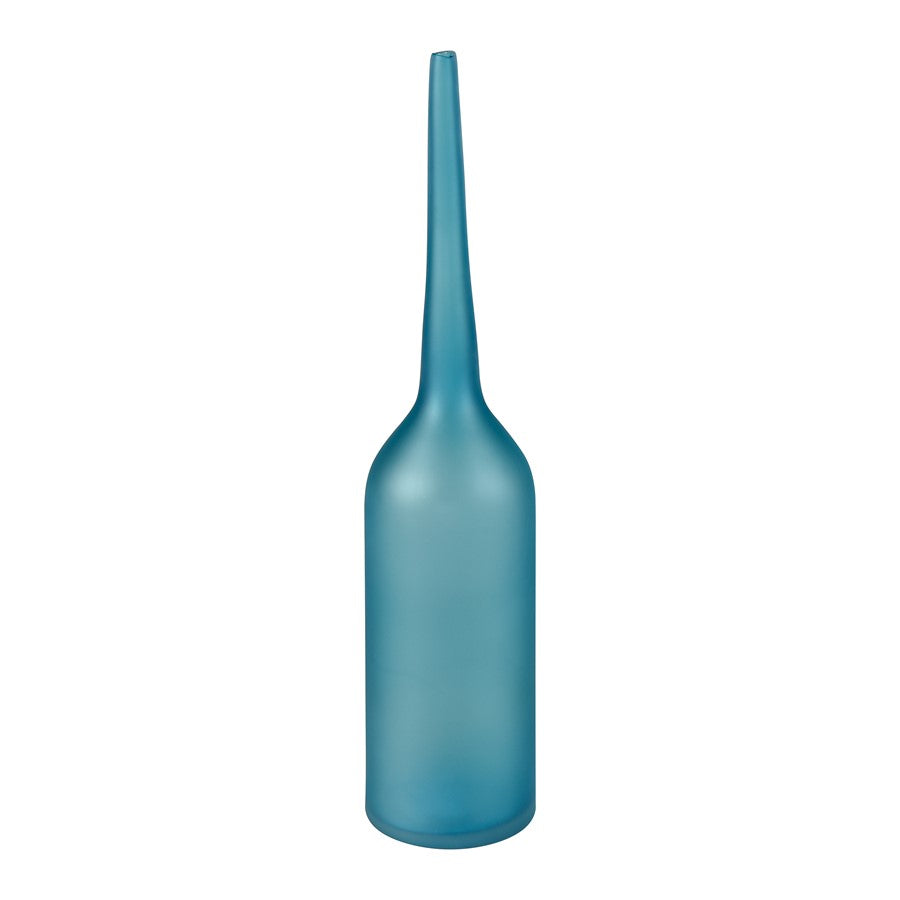 Atlas Lighting Moffat Bottle | Frosted Turquoise Art Glass Decorative Vase | Bookshelf & Tabletop Accent | 21in H | Model AC11483-03