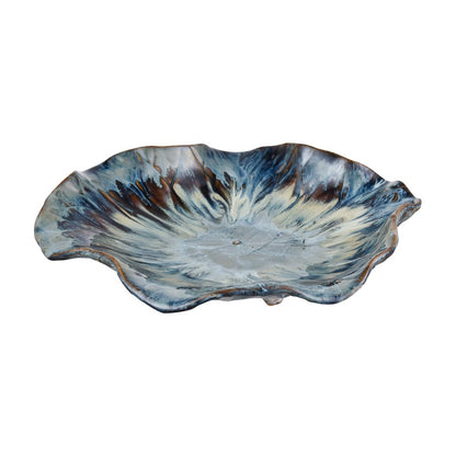Atlas Lighting Mulry 15in Prussian Blue Glazed Earthenware Charger | Traditional Decorative Serving Tray | Kitchen & Dining Accent | Model AC11488-01