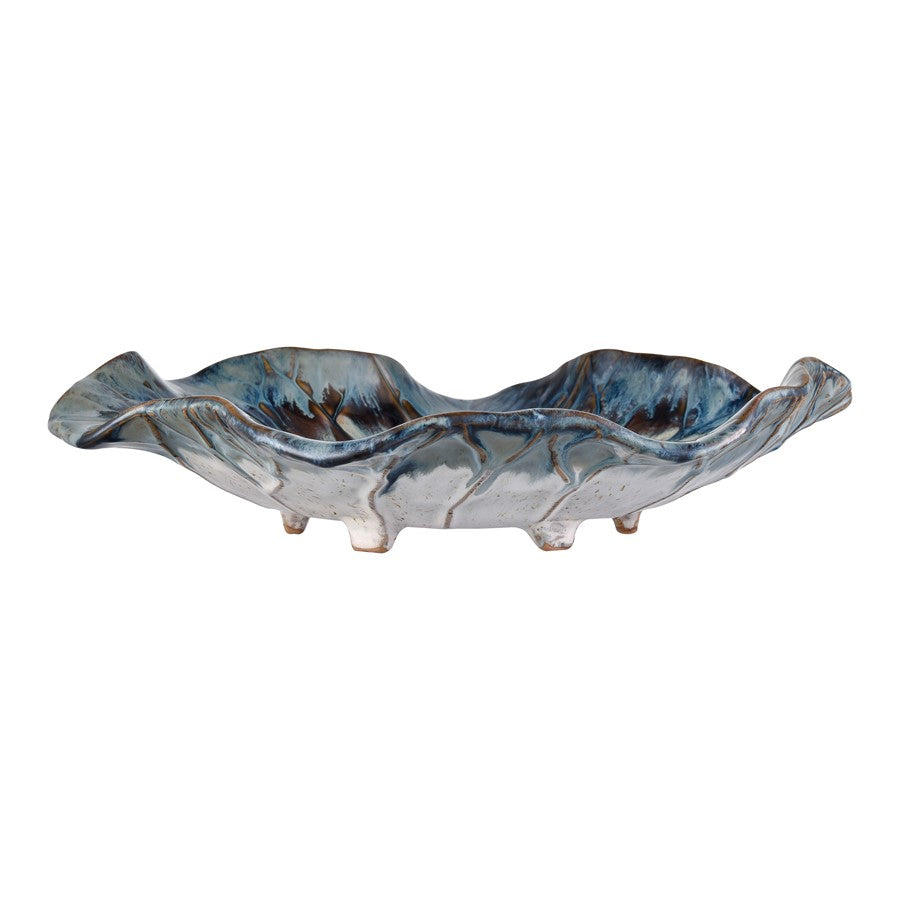 Atlas Lighting Mulry 15in Prussian Blue Glazed Earthenware Charger | Traditional Decorative Serving Tray | Kitchen & Dining Accent | Model AC11488-01