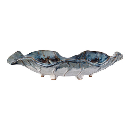 Atlas Lighting Mulry 15in Prussian Blue Glazed Earthenware Charger | Traditional Decorative Serving Tray | Kitchen & Dining Accent | Model AC11488-01