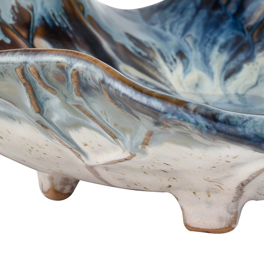 Atlas Lighting Mulry 15in Prussian Blue Glazed Earthenware Charger | Traditional Decorative Serving Tray | Kitchen & Dining Accent | Model AC11488-01