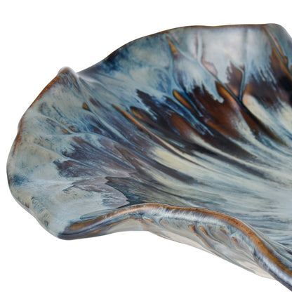 Atlas Lighting Mulry 15in Prussian Blue Glazed Earthenware Charger | Traditional Decorative Serving Tray | Kitchen & Dining Accent | Model AC11488-01