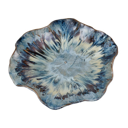 Atlas Lighting Mulry 15in Prussian Blue Glazed Earthenware Charger | Traditional Decorative Serving Tray | Kitchen & Dining Accent | Model AC11488-01