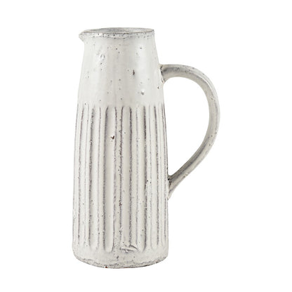 Atlas Lighting Muriel 12in Aged White Glazed Earthenware Pitcher | Transitional Vase | Kitchen & Living Room Display | Model AC11489-01