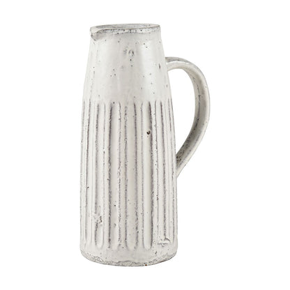 Atlas Lighting Muriel 12in Aged White Glazed Earthenware Pitcher | Transitional Vase | Kitchen & Living Room Display | Model AC11489-01