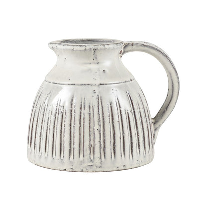 Atlas Lighting Muriel Small Pitcher | Aged White Glazed Earthenware | Kitchen & Living Room Vase | 8.5 x 7 x 6.5 in | Model AC11490-01