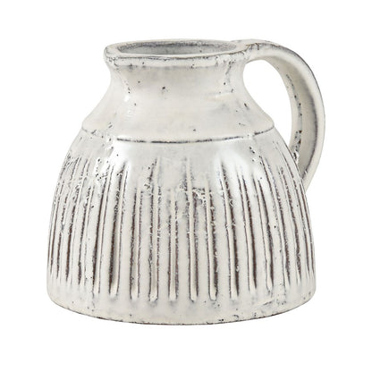 Atlas Lighting Muriel Small Pitcher | Aged White Glazed Earthenware | Kitchen & Living Room Vase | 8.5 x 7 x 6.5 in | Model AC11490-01