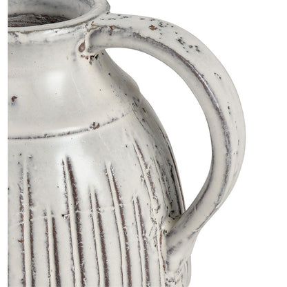Atlas Lighting Muriel Small Pitcher | Aged White Glazed Earthenware | Kitchen & Living Room Vase | 8.5 x 7 x 6.5 in | Model AC11490-01