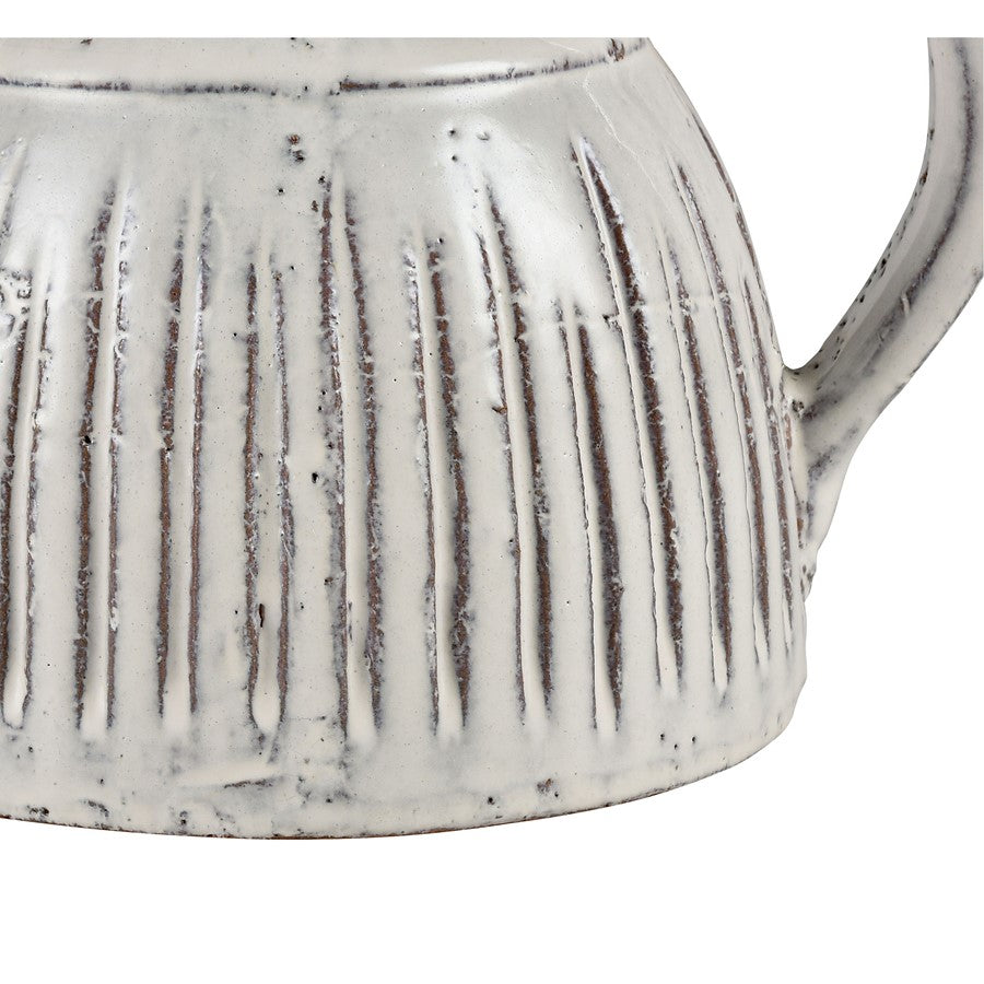 Atlas Lighting Muriel Small Pitcher | Aged White Glazed Earthenware | Kitchen & Living Room Vase | 8.5 x 7 x 6.5 in | Model AC11490-01
