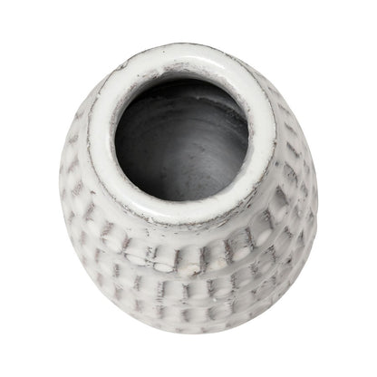 Atlas Lighting Muriel Large Vase | Aged White Glazed Earthenware | Farmhouse & Coastal Decor | 4.5 x 4.5 x 9 in | Model AC11491-01