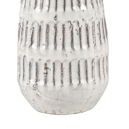 Atlas Lighting Muriel Large Vase | Aged White Glazed Earthenware | Farmhouse & Coastal Decor | 4.5 x 4.5 x 9 in | Model AC11491-01