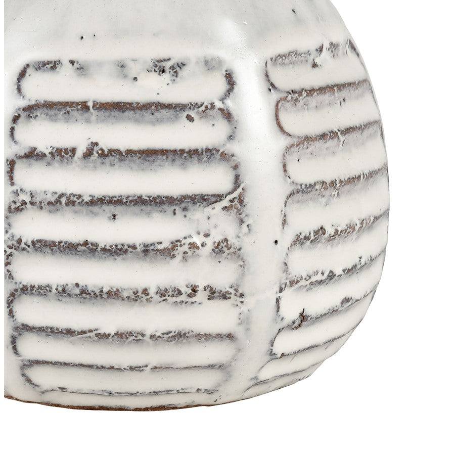 Atlas Lighting Muriel Small Vase | Aged White Glazed Earthenware | Farmhouse & Coastal Decor | 5.5 x 5.5 x 4.75 in | Model AC11492-01