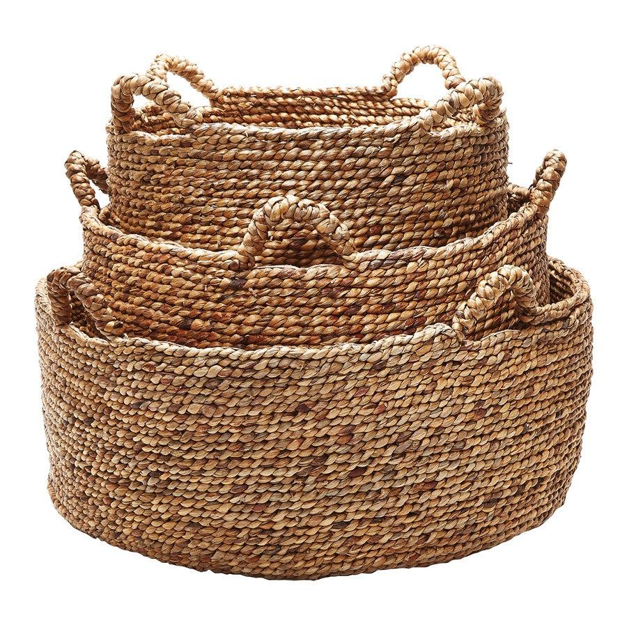 Atlas Lighting Natural Low Rise Basket Set of 3 | Transitional Woven Natural Material Storage | Living Room & Nursery | Model AC11494-01S