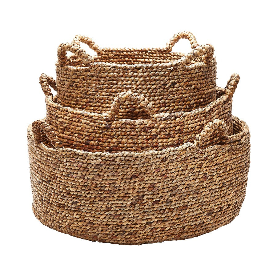 Atlas Lighting Natural Low Rise Basket Set of 3 | Transitional Woven Natural Material Storage | Living Room & Nursery | Model AC11494-01S