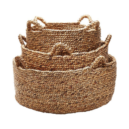 Atlas Lighting Natural Low Rise Basket Set of 3 | Transitional Woven Natural Material Storage | Living Room & Nursery | Model AC11494-01S