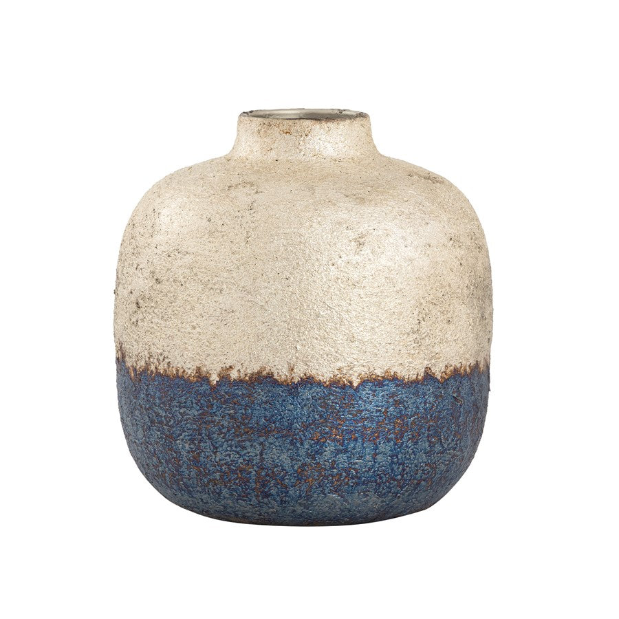 Atlas Lighting Neal Large Vase | Modern German Silver & Oxidized Blue Metal | Living Room & Entryway Decor | 10 x 10 x 10.5 in | Model AC11495-02