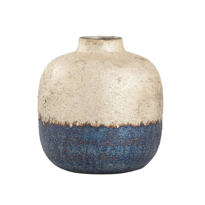 Atlas Lighting Neal Large Vase | Modern German Silver & Oxidized Blue Metal | Living Room & Entryway Decor | 10 x 10 x 10.5 in | Model AC11495-02