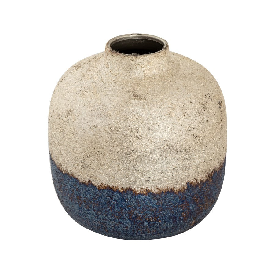 Atlas Lighting Neal Large Vase | Modern German Silver & Oxidized Blue Metal | Living Room & Entryway Decor | 10 x 10 x 10.5 in | Model AC11495-02
