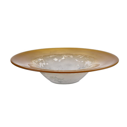 Atlas Lighting Nealon Bowl | Traditional Ochre & White Ombre Glass | Living Room & Entryway Decor | 16 x 16 x 3.5 in | Model AC11496-01