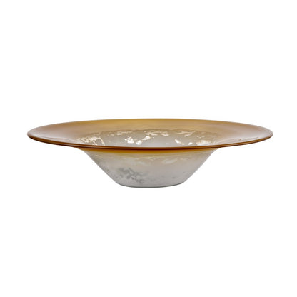 Atlas Lighting Nealon Bowl | Traditional Ochre & White Ombre Glass | Living Room & Entryway Decor | 16 x 16 x 3.5 in | Model AC11496-01