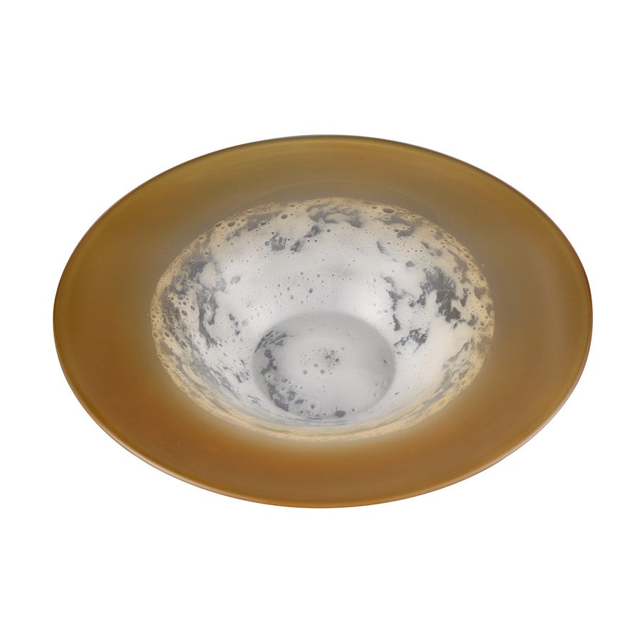 Atlas Lighting Nealon Bowl | Traditional Ochre & White Ombre Glass | Living Room & Entryway Decor | 16 x 16 x 3.5 in | Model AC11496-01