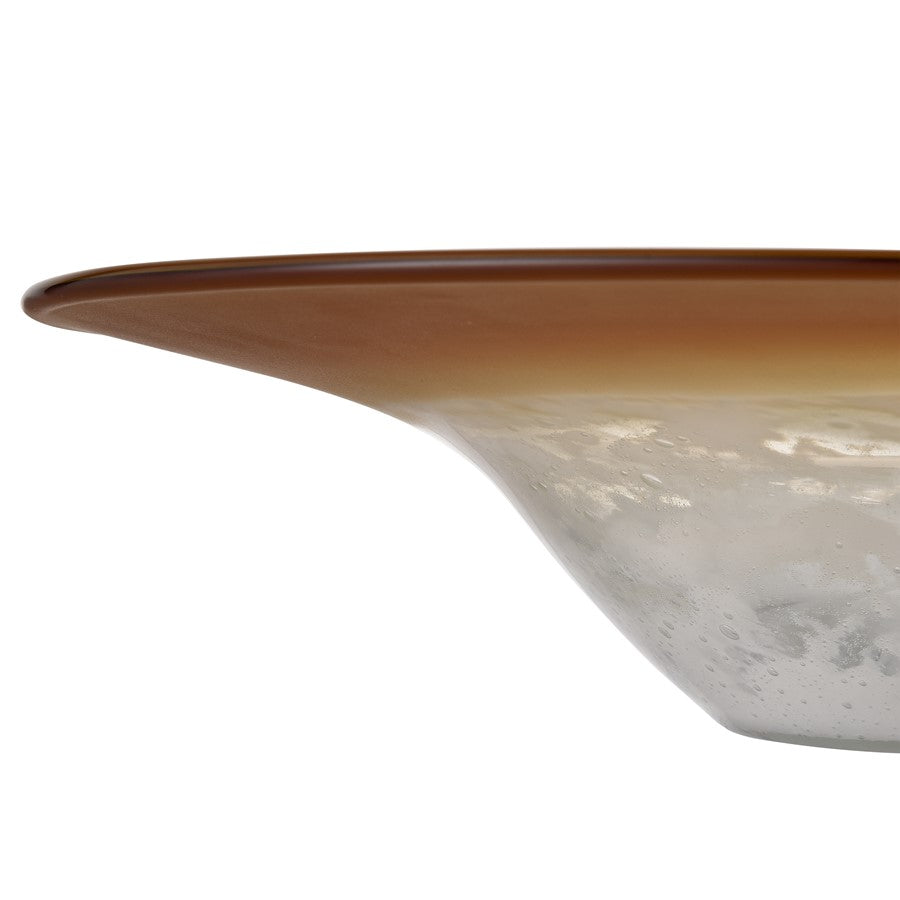 Atlas Lighting Nealon Bowl | Traditional Ochre & White Ombre Glass | Living Room & Entryway Decor | 16 x 16 x 3.5 in | Model AC11496-01