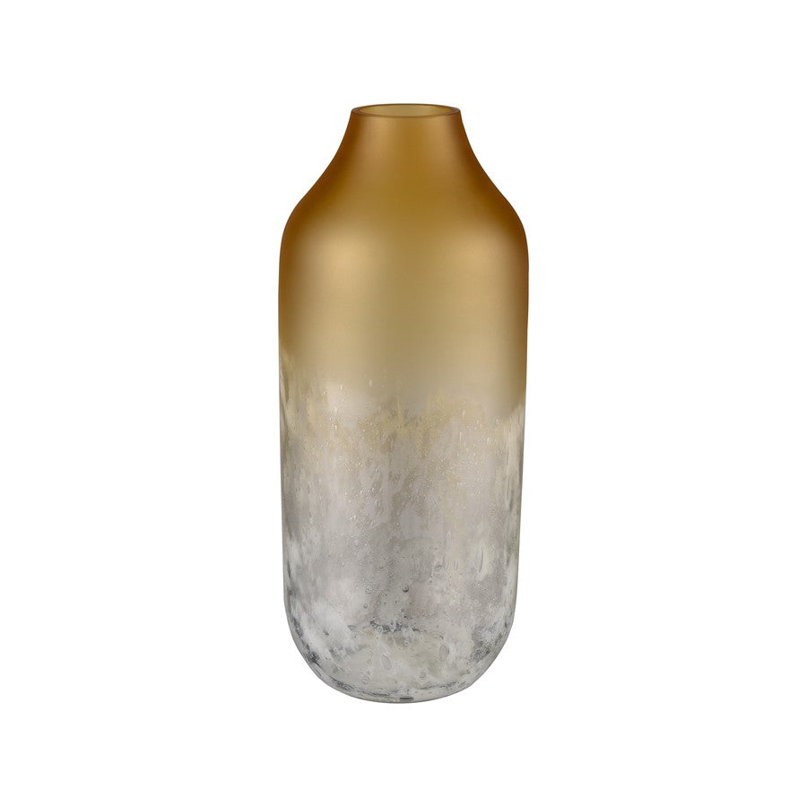 Atlas Lighting Nealon Small Vase | Ochre Ombre & White Spotted Glass | Living Room & Entryway Decor | 5.5 x 5.5 x 13.75 in | Model AC11497-01