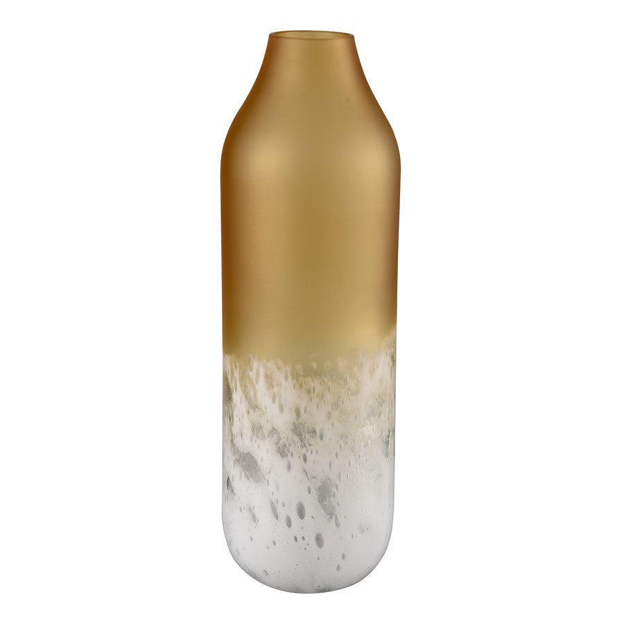 Atlas Lighting Nealon Large Vase | Ochre Ombre & White Spotted Glass | Living Room & Entryway Floor Decor | 5.75 x 5.75 x 18 in | Model AC11497-02