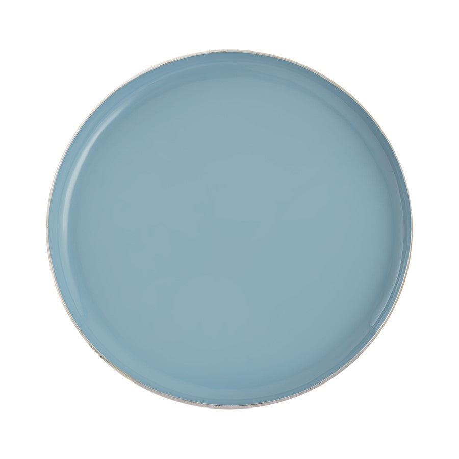 Atlas Lighting Nelson Tray Set of 2 | Light Blue Enamel & Polished Nickel Hammered Metal | Kitchen & Living Room Organizer | Model AC11498-01S