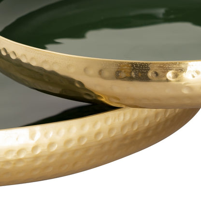 Atlas Lighting Nelson Tray Set of 2 | Dark Green Enamel & Polished Brass Hammered Metal | Kitchen & Living Room Organizer | Model AC11498-02S