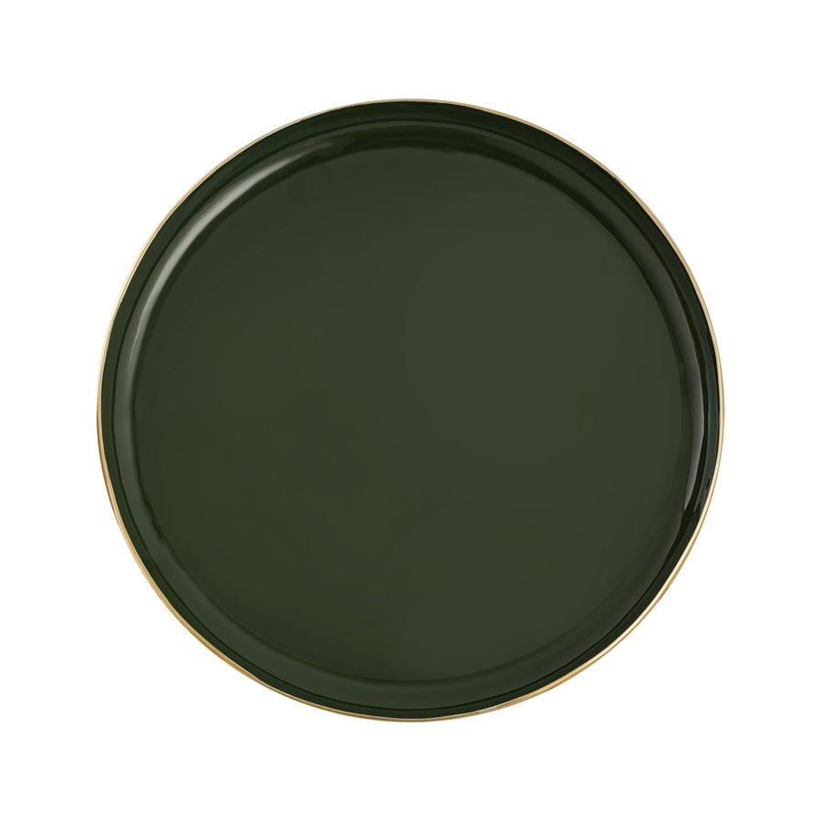Atlas Lighting Nelson Tray Set of 2 | Dark Green Enamel & Polished Brass Hammered Metal | Kitchen & Living Room Organizer | Model AC11498-02S