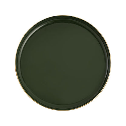 Atlas Lighting Nelson Tray Set of 2 | Dark Green Enamel & Polished Brass Hammered Metal | Kitchen & Living Room Organizer | Model AC11498-02S