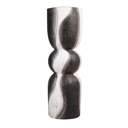 Atlas Lighting Noma Large Vase | Dark Brown and White Earthenware | Living Room & Entryway Decor | 7.25 x 7.25 x 24 in | Model AC11500-01