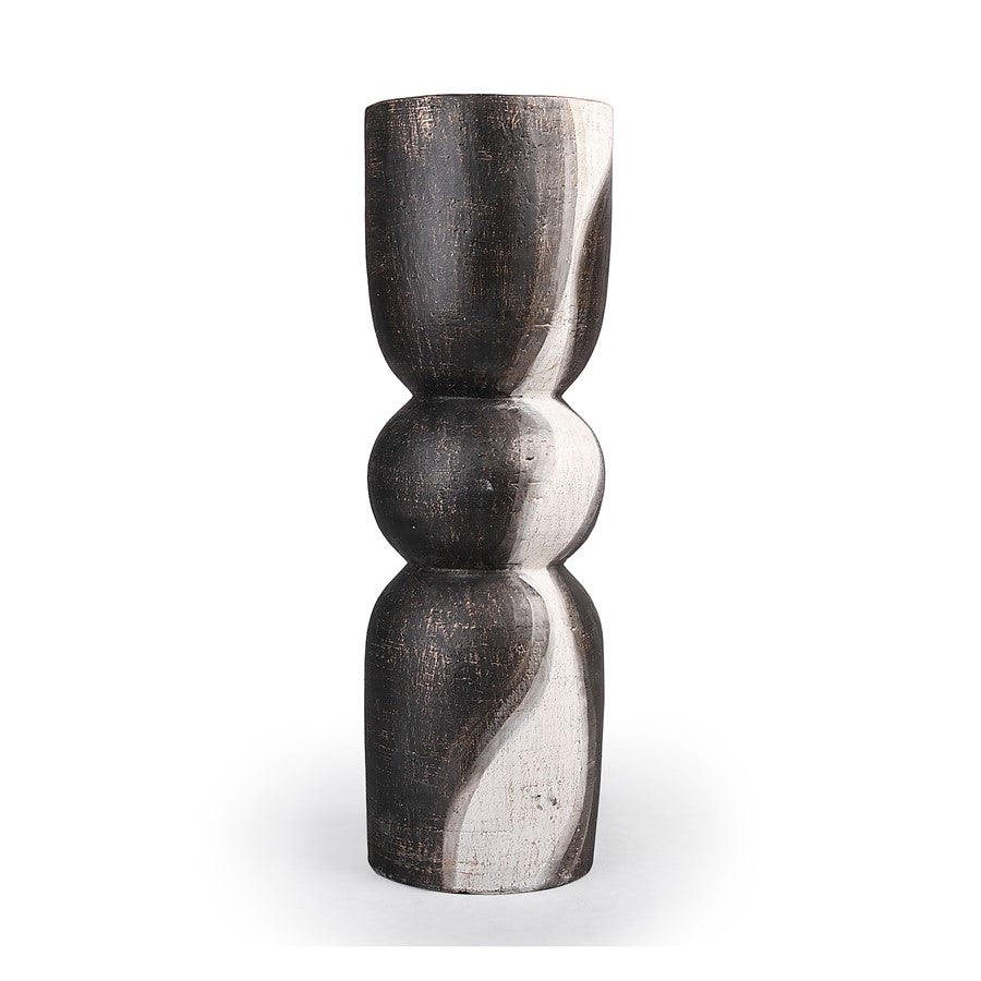 Atlas Lighting Noma Large Vase | Dark Brown and White Earthenware | Living Room & Entryway Decor | 7.25 x 7.25 x 24 in | Model AC11500-01
