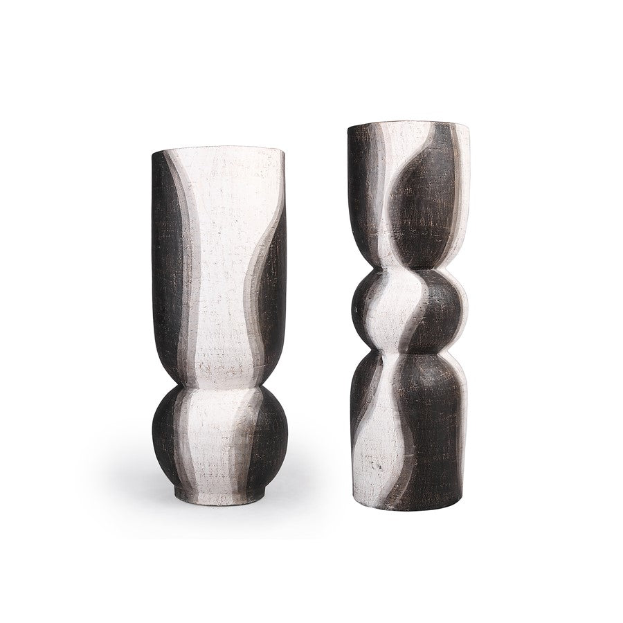 Atlas Lighting Noma Large Vase | Dark Brown and White Earthenware | Living Room & Entryway Decor | 7.25 x 7.25 x 24 in | Model AC11500-01