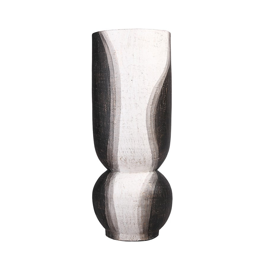 Atlas Lighting Noma Small Vase | Dark Brown and White Earthenware | Living Room & Entryway Decor | 7.75 x 7.75 x 20 in | Model AC11501-01
