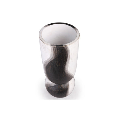 Atlas Lighting Noma Small Vase | Dark Brown and White Earthenware | Living Room & Entryway Decor | 7.75 x 7.75 x 20 in | Model AC11501-01