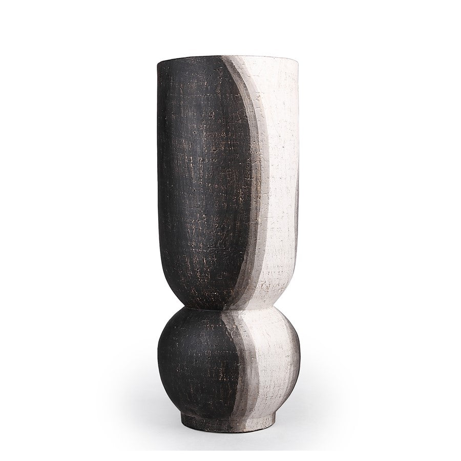 Atlas Lighting Noma Small Vase | Dark Brown and White Earthenware | Living Room & Entryway Decor | 7.75 x 7.75 x 20 in | Model AC11501-01