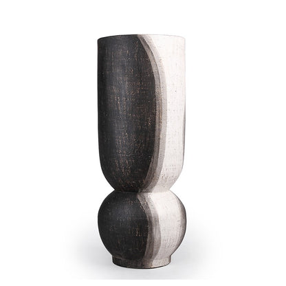 Atlas Lighting Noma Small Vase | Dark Brown and White Earthenware | Living Room & Entryway Decor | 7.75 x 7.75 x 20 in | Model AC11501-01