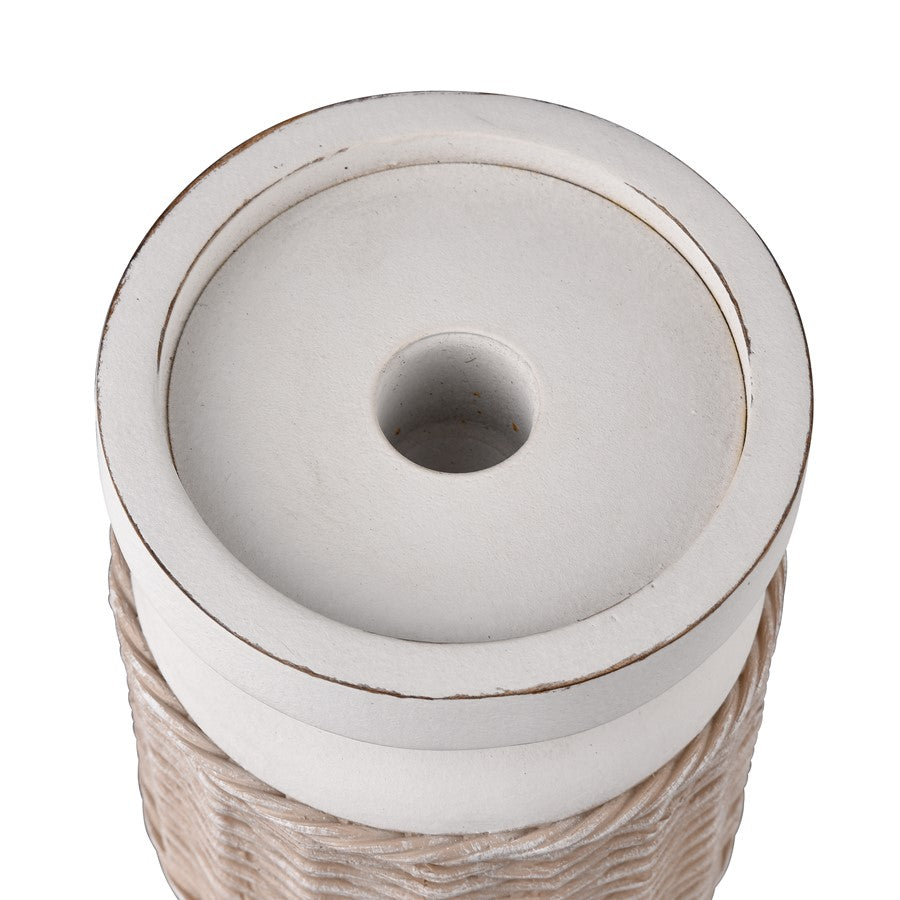 Atlas Lighting Norris Candleholder Set of 2 | Beige and White Composite | Living Room & Dining Room Decor | 4 x 4 x 6.5 in | Model AC11502-01S