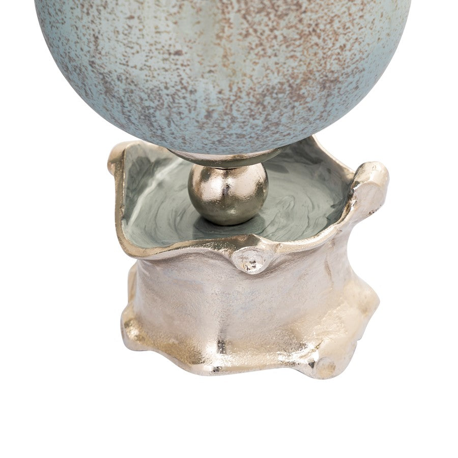 Atlas Lighting Oasis Medium Vase | Frosted Blue Glass and Nickel Metal | Living Room & Entryway Decor | 6 x 6 x 19 in | Model AC11503-01