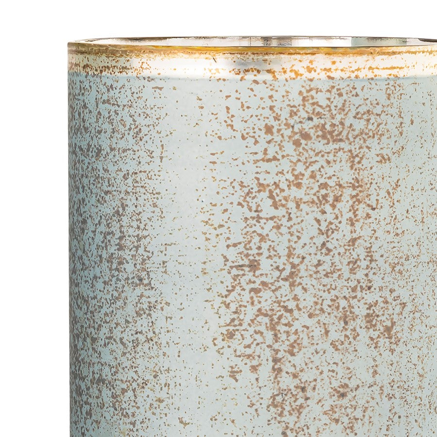 Atlas Lighting Oasis Medium Vase | Frosted Blue Glass and Nickel Metal | Living Room & Entryway Decor | 6 x 6 x 19 in | Model AC11503-01