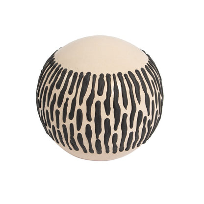 Atlas Lighting Ofelia Orb | Cream and Black Earthenware Decorative Object | Shelf & Mantel Decor | 4 x 4 x 4 in | Model AC11508-01