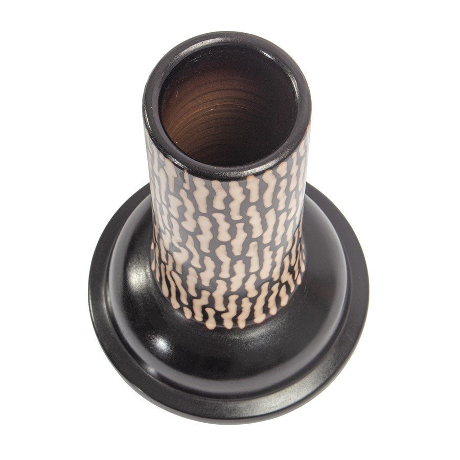 Atlas Lighting Ofelia Medium Vase | Transitional Black and Cream Earthenware | Living Room & Entryway Decor | 6 x 6 x 10 in | Model AC11510-01