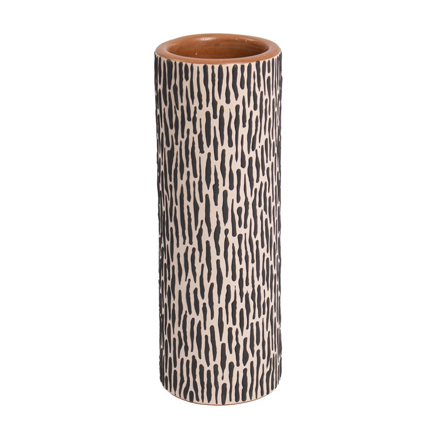 Atlas Lighting Ofelia Tall Vase | Transitional Cream and Black Earthenware | Living Room & Entryway Decor | 4 x 4 x 12 in | Model AC11511-01