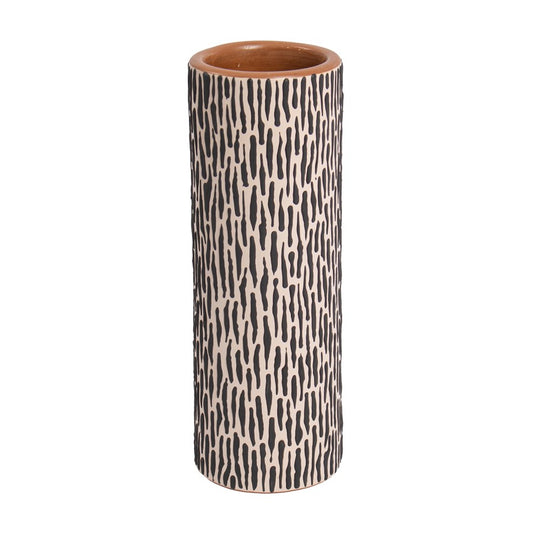 Atlas Lighting Ofelia Tall Vase | Transitional Cream and Black Earthenware | Living Room & Entryway Decor | 4 x 4 x 12 in | Model AC11511-01