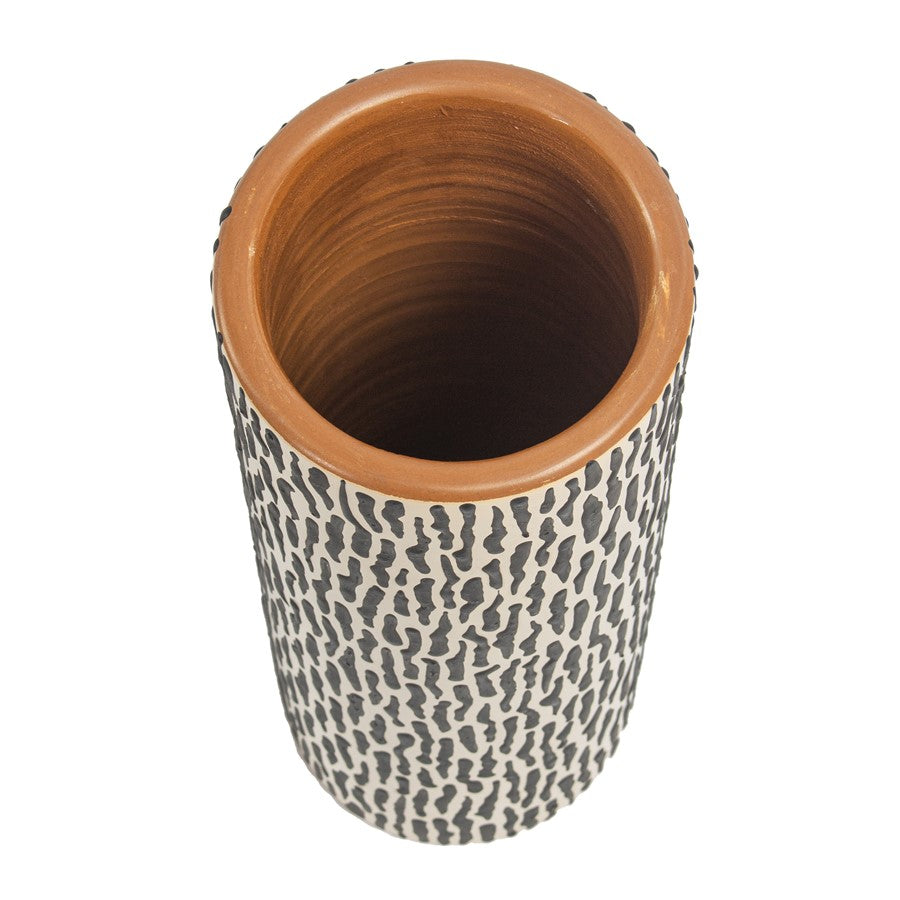 Atlas Lighting Ofelia Tall Vase | Transitional Cream and Black Earthenware | Living Room & Entryway Decor | 4 x 4 x 12 in | Model AC11511-01