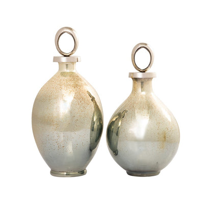 Atlas Lighting Opal Ring Medium Bottle | Transitional German Silver and Light Green Glass | Living Room & Entryway Decor | Model AC11512-01