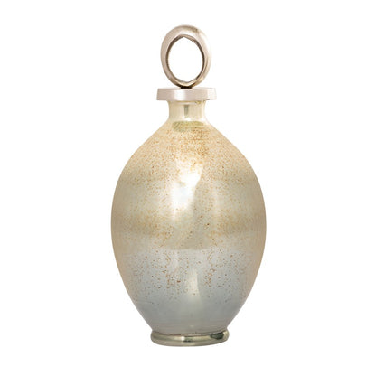 Atlas Lighting Opal Ring 16.5in Large Mercury Glass Bottle | Ombre Green Glass with Polished Nickel Ring Top | Shelf & Table Decor | Model AC11512-02